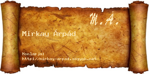 Mirkay Árpád névjegykártya